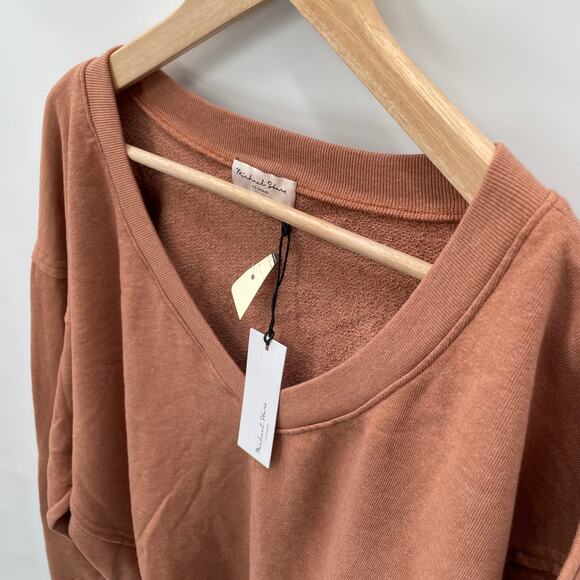 MICHAEL STARS NWT Camila V Neck Sweatshirt in Terracotta // XL - Picture 12 of 13